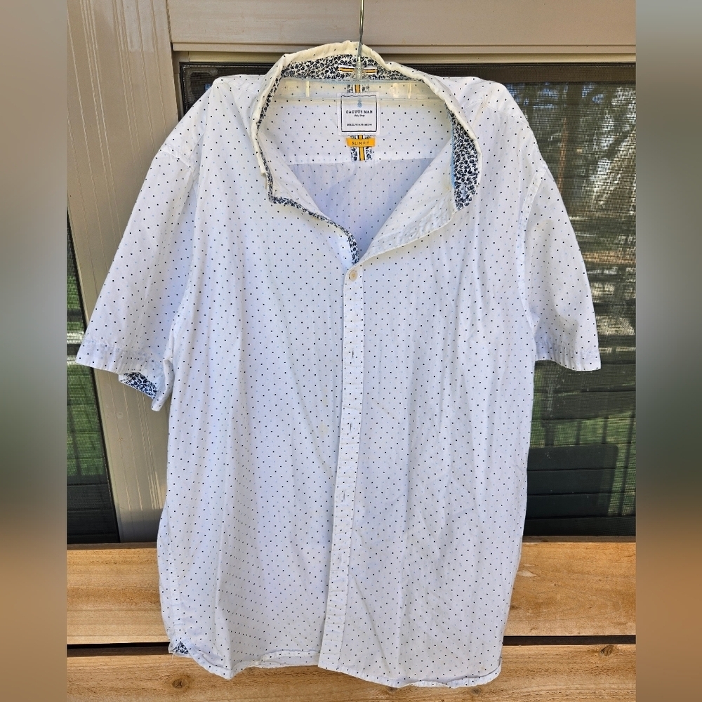Cactus Man Ricky Singh Casual Button Up Slim Fit Short Sleeve Shirt Sz XL